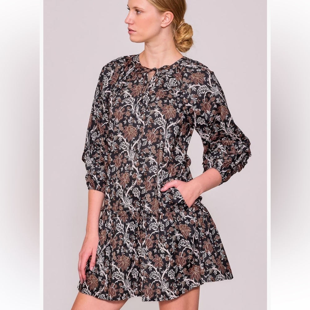 MELLODAY Black and Brown Floral Mini Skirt